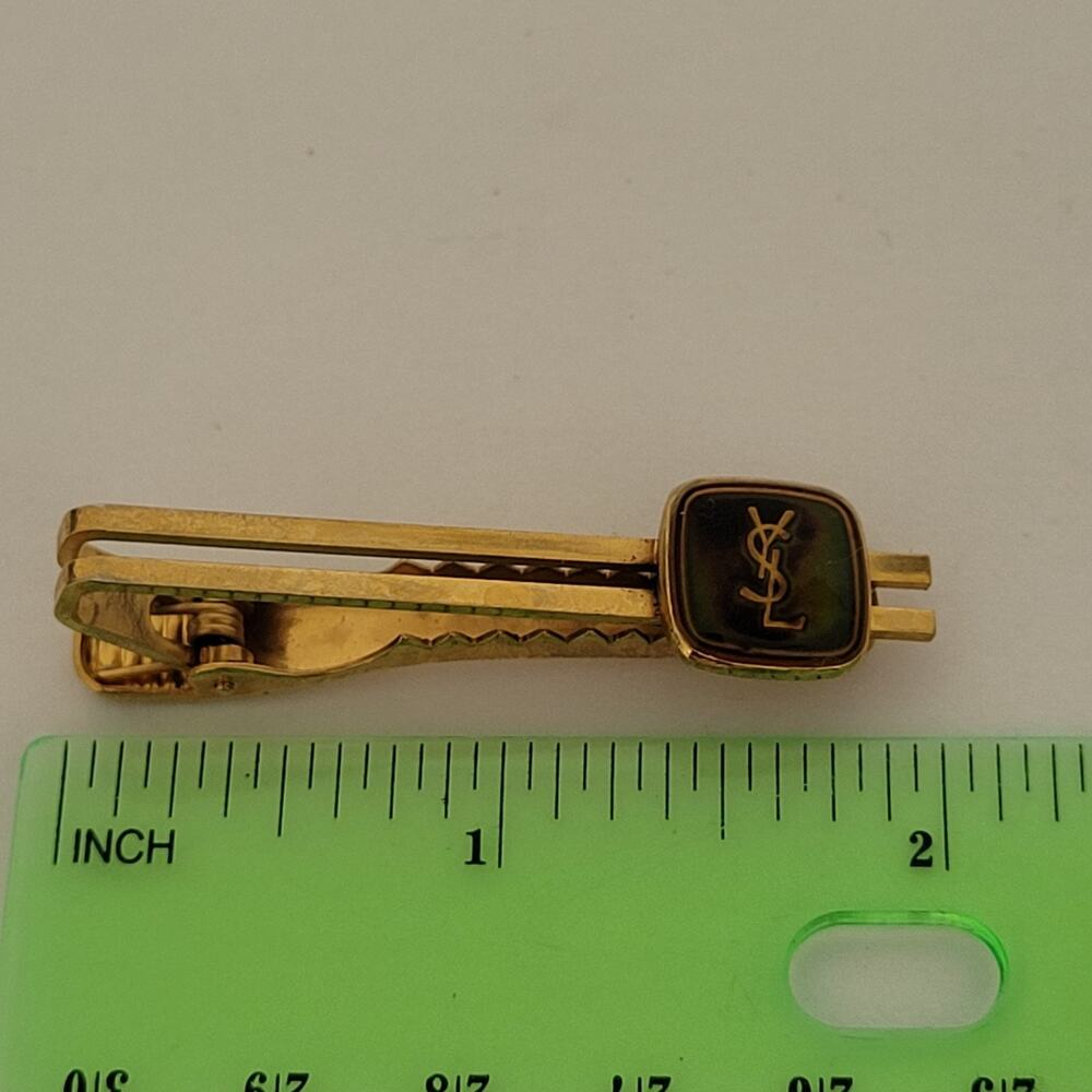 Limoges Castel France Gold Blue Tone Tie Clip Black Horse Design 2 Inch - Picture 8 of 8